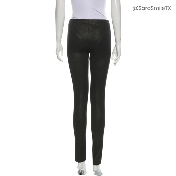 ALICE + OLIVIA Black & Metallic Gold Shimmer Front Zip Leggings - Picture 5 of 14